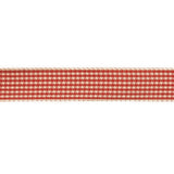 Red and Cream Houndstooth Check Woven Ribbon - 0.625"