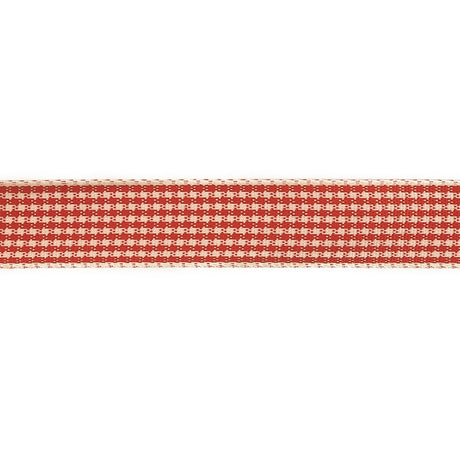 Red and Cream Houndstooth Check Woven Ribbon - 0.625"