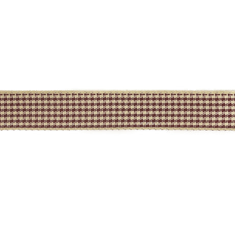 Wine and Cream Houndstooth Check Woven Ribbon - 0.625"