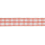 Rose and Bright White Gingham Woven Ribbon - 0.625"