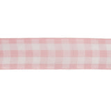Pale Pink and Bright White Gingham Woven Ribbon - 1"