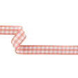 Rose and Bright White Gingham Woven Ribbon - 1"