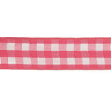 Fuchsia and Bright White Gingham Woven Ribbon - 1"