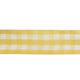 Lemon and Bright White Gingham Woven Ribbon - 1"