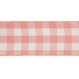 Rose and Bright White Gingham Woven Ribbon - 1.5"