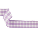 Lilac and Bright White Gingham Woven Ribbon - 1.5"