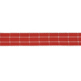 Red and White Windowpane Check Woven Ribbon - 0.625"