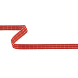 Red and White Windowpane Check Woven Ribbon - 0.625"