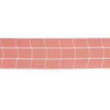 Pink Icing and White Windowpane Check Woven Ribbon - 1"