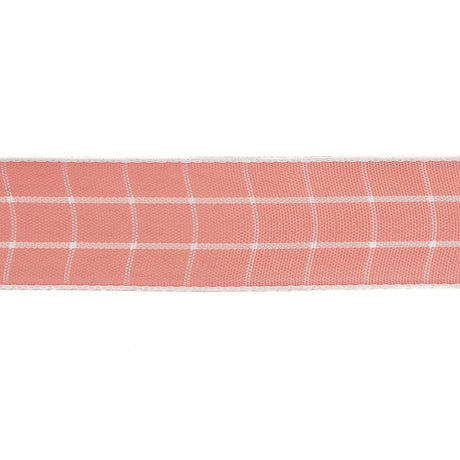 Pink Icing and White Windowpane Check Woven Ribbon - 1"