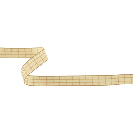Mellow Buff and Ethereal Green Windowpane Check Woven Ribbon - 0.625"
