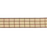 Brown and Ethereal Green Windowpane Check Woven Ribbon - 0.625"