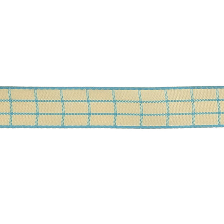 Baltic Sea and Ethereal Green Windowpane Check Woven Ribbon - 0.625"