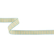 Baltic Sea and Ethereal Green Windowpane Check Woven Ribbon - 0.625"