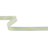 Baltic Sea and Ethereal Green Windowpane Check Woven Ribbon - 0.625"