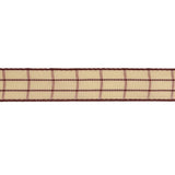 Burgundy and Ethereal Green Windowpane Check Woven Ribbon - 0.625"
