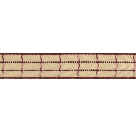 Burgundy and Ethereal Green Windowpane Check Woven Ribbon - 0.625"