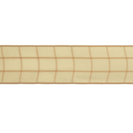 Mellow Buff and Ethereal Green Windowpane Check Woven Ribbon - 1"
