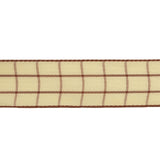 Brown and Ethereal Green Windowpane Check Woven Ribbon - 1"