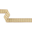 Brown and Ethereal Green Windowpane Check Woven Ribbon - 1"