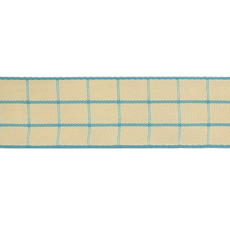Baltic Sea and Ethereal Green Windowpane Check Woven Ribbon - 1"