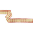 Pointsettia and Ethereal Green Windowpane Check Woven Ribbon - 1"