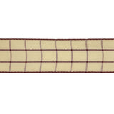 Burgundy and Ethereal Green Windowpane Check Woven Ribbon - 1"