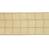 Mellow Buff and Ethereal Green Windowpane Check Woven Ribbon - 1.5"