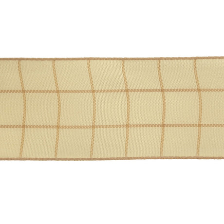 Mellow Buff and Ethereal Green Windowpane Check Woven Ribbon - 1.5"