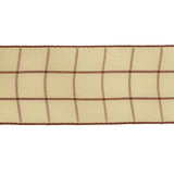 Brown and Ethereal Green Windowpane Check Woven Ribbon - 1.5"