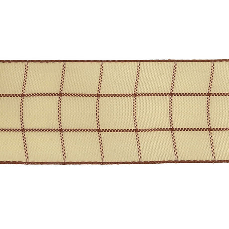 Brown and Ethereal Green Windowpane Check Woven Ribbon - 1.5"