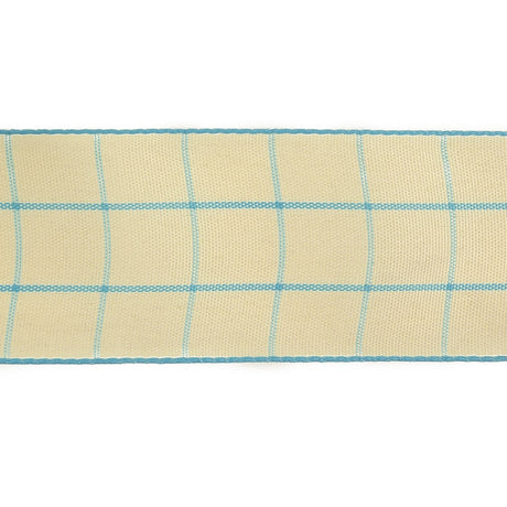 Baltic Sea and Ethereal Green Windowpane Check Woven Ribbon - 1.5"