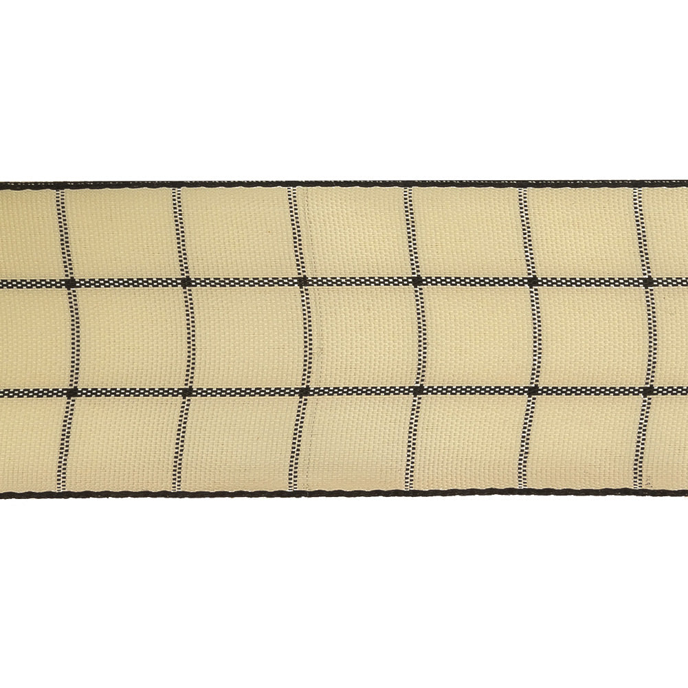 Black and Ethereal Green Windowpane Check Woven Ribbon - 1.5"