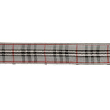Gray, Black and Red Plaid Woven Ribbon - 0.625"
