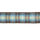 Brown, Blue and Pear Sorbet Plaid Woven Ribbon - 0.9375"
