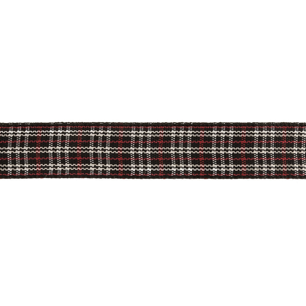 Meteorite, Red and White Plaid Woven Ribbon - 0.625"