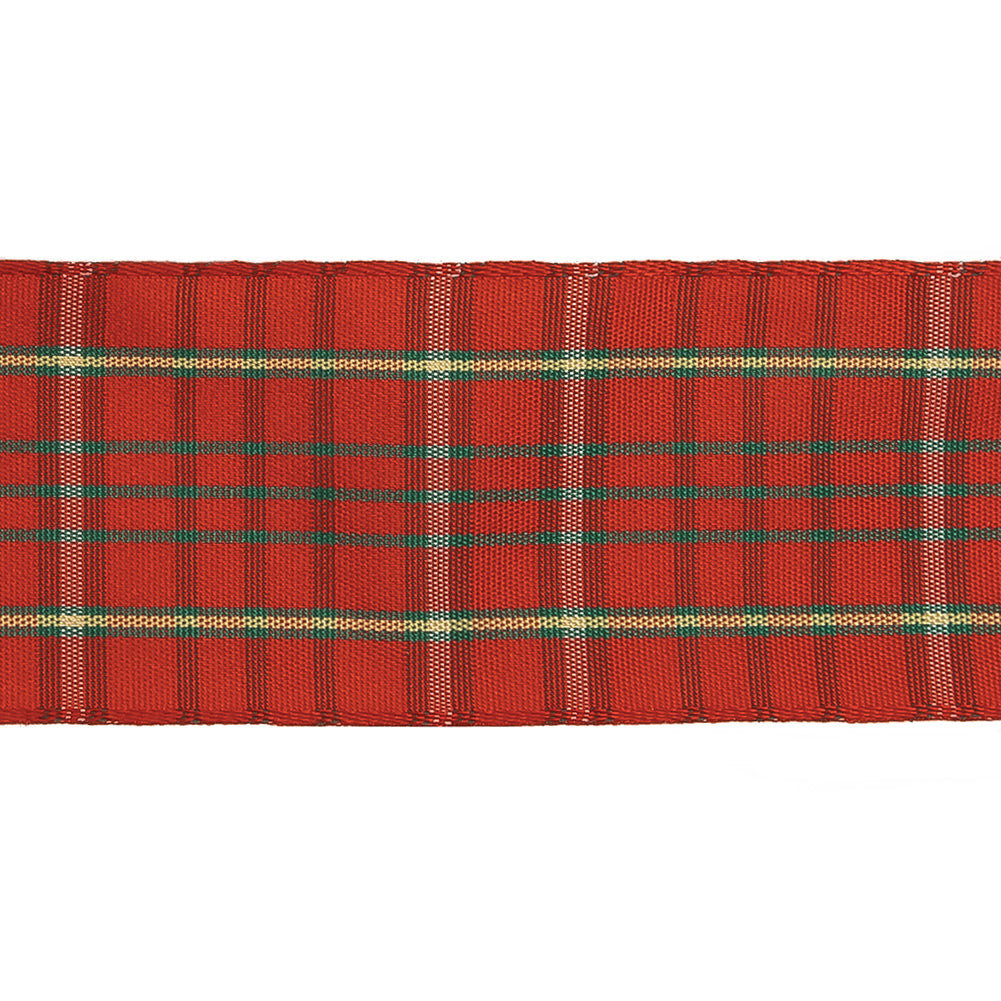 Red, Green, and Yellow Plaid Woven Ribbon - 1.5"