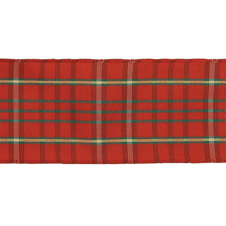Red, Green, and Yellow Plaid Woven Ribbon - 1.5"