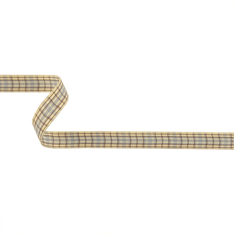 Gray, Brown and Vanilla Ice Plaid Woven Ribbon - 0.625"