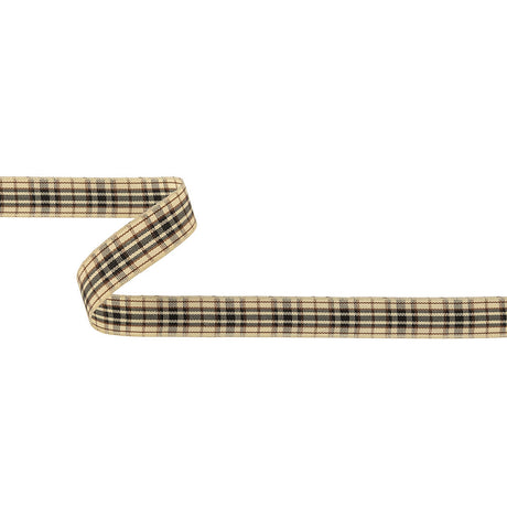 Vulcan, Brown and Vanilla Ice Plaid Woven Ribbon - 0.625"
