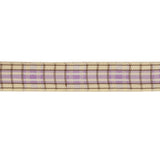 Lilac, Brown and Vanilla Ice Plaid Woven Ribbon - 0.625"