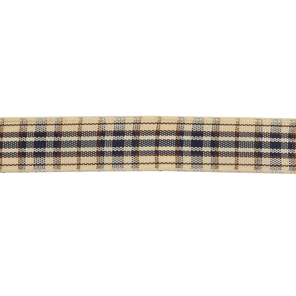Astral Aura, Brown and Vanilla Ice Plaid Woven Ribbon - 0.625"