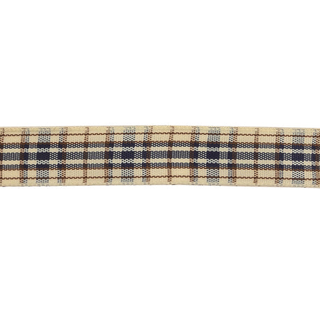 Astral Aura, Brown and Vanilla Ice Plaid Woven Ribbon - 0.625"
