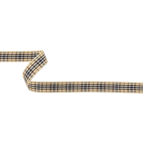 Astral Aura, Brown and Vanilla Ice Plaid Woven Ribbon - 0.625"