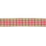 Bubblegum, Brown and Vanilla Ice Plaid Woven Ribbon - 0.625"