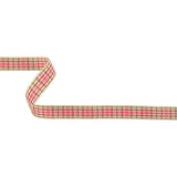 Bubblegum, Brown and Vanilla Ice Plaid Woven Ribbon - 0.625"