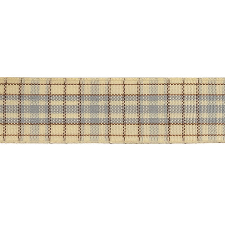 Gray, Brown and Vanilla Ice Plaid Woven Ribbon - 1"