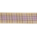 Lilac, Brown and Vanilla Ice Plaid Woven Ribbon - 1"