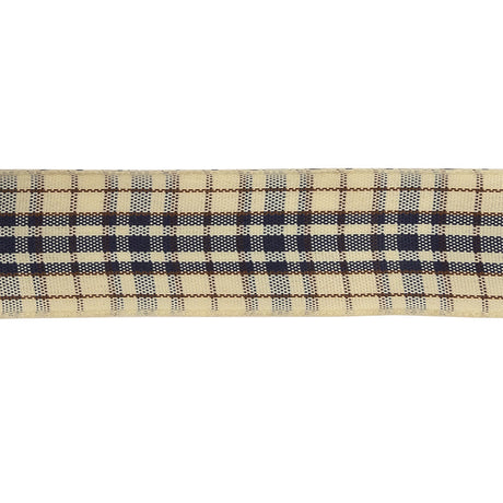 Astral Aura, Brown and Vanilla Ice Plaid Woven Ribbon - 1"