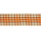 Golden Poppy, Brown and Vanilla Ice Plaid Woven Ribbon - 1"